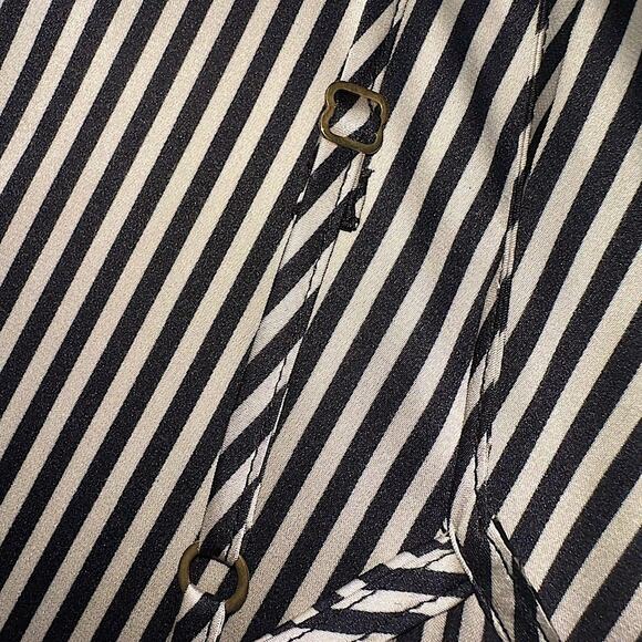 NWT Show Me Your MuMu Julia Top in Black & Beige Stripe Luxe Satin Size XS - Picture 5 of 8